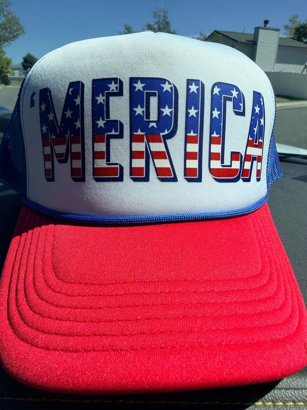New. 'MERICA USA Patriotic Trucker Hat Red White Blue Snapback